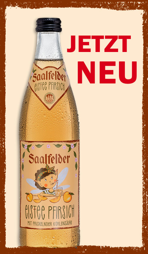 Jetzt neu! Saalfelder Eistee "Eisfee" Pfirsich in der 0,5l-Mehrwegflsche